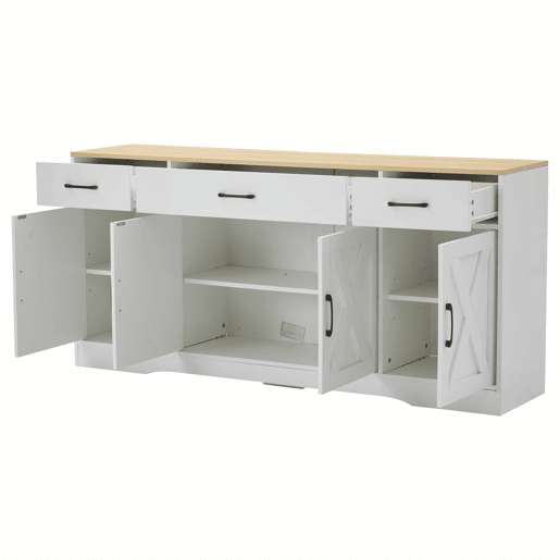Aparador moderno branco - Móvel multifuncional de madeira para sala de estarjantar - Branco
