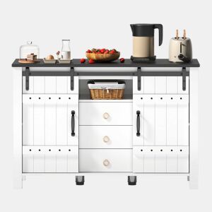 Buffet 120 cm - Com portas de correr e 3 gavetas - Branco