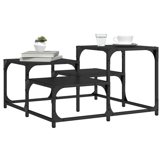 Mesa de Centro, Mesa baixa, 68x68x40 cm derivados de madeira preto