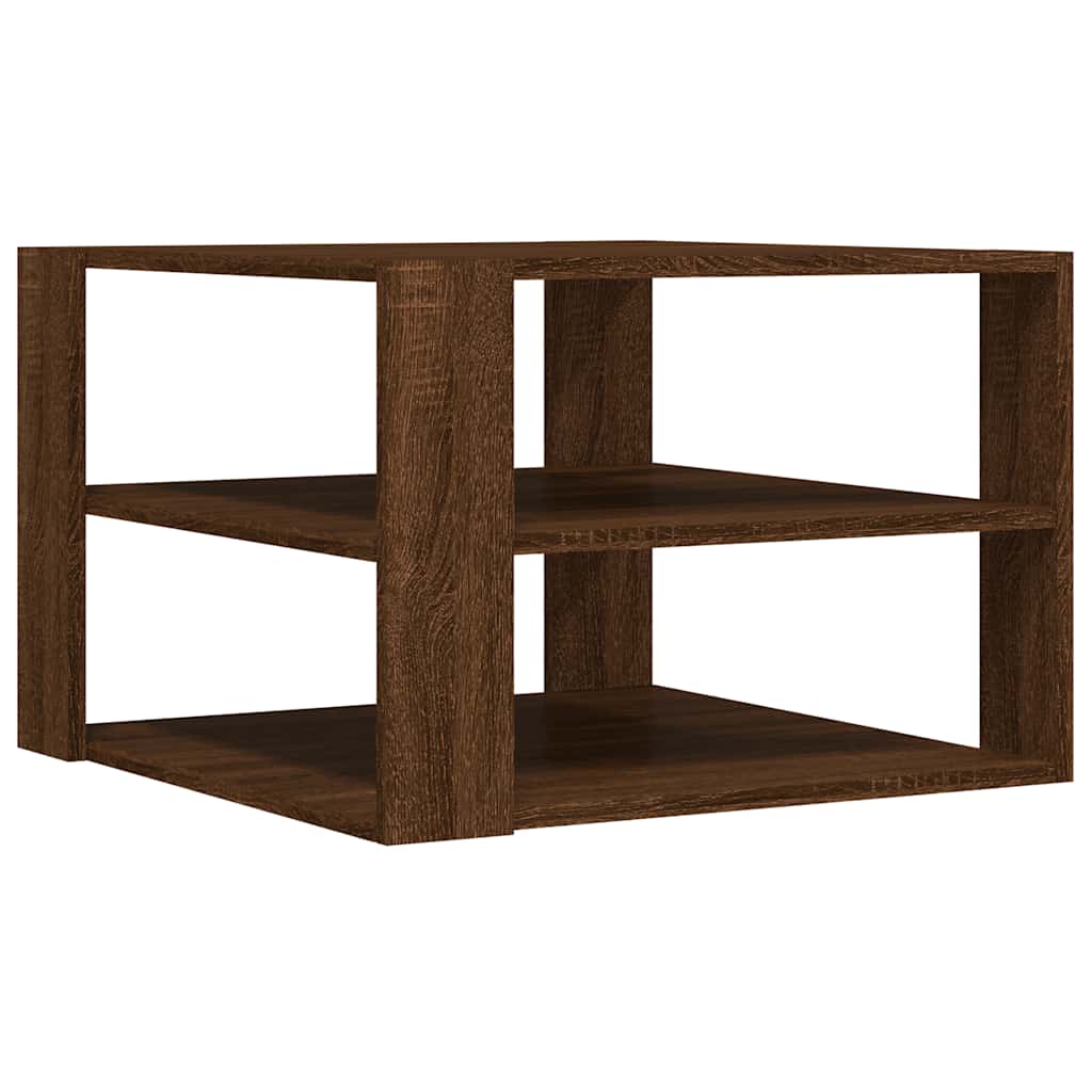 mesa de cafe - mesa de centro madera ingenieria roble marron 58x58x40 cm