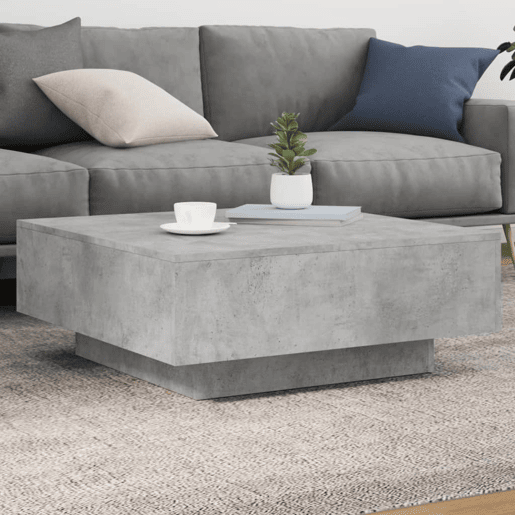 Mesa de Centro, Mesa baixa, 80x80x31 cm contraplacado cinzento cimento