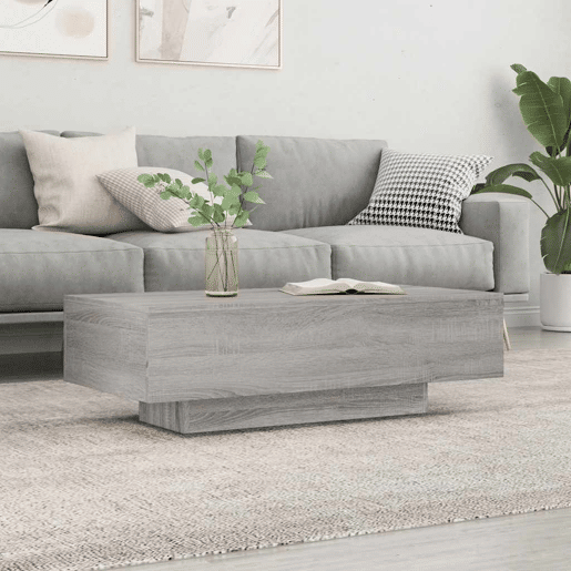 Mesa de Centro, Mesa baixa, 100x49,5x31 cm derivados de madeira cinza sonoma