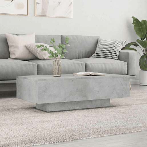 Mesa de Centro, Mesa baixa, 100x49,5x31cm derivados de madeira cinza cimento