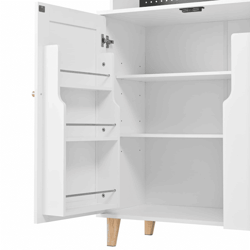Armário alto 175 cm u2013 com tomadas, painel perfurado e arrumação u2013 branco
