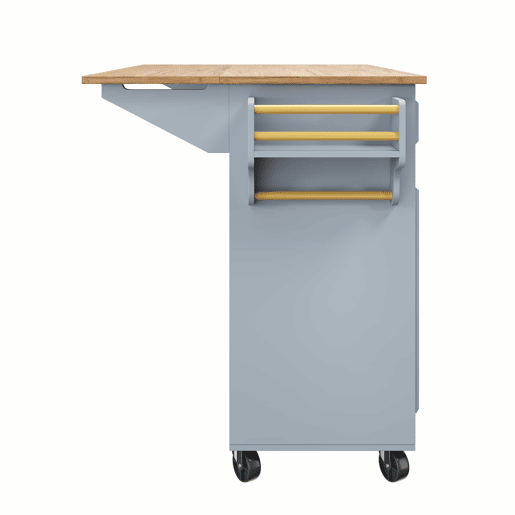 Ilha de cozinha 110x45-75x92 cm - Cozinha moderna, com prateleira removível e padrão vintage - Azul