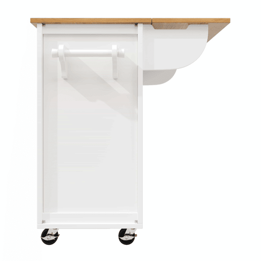 Ilha de cozinha 120x73x92 cm - Buffetschrank, cozinha com bancada dobrável, prateleira para toalhas, prateleira para especiarias, prateleira para vinho e prateleiras ajustáveis - branco