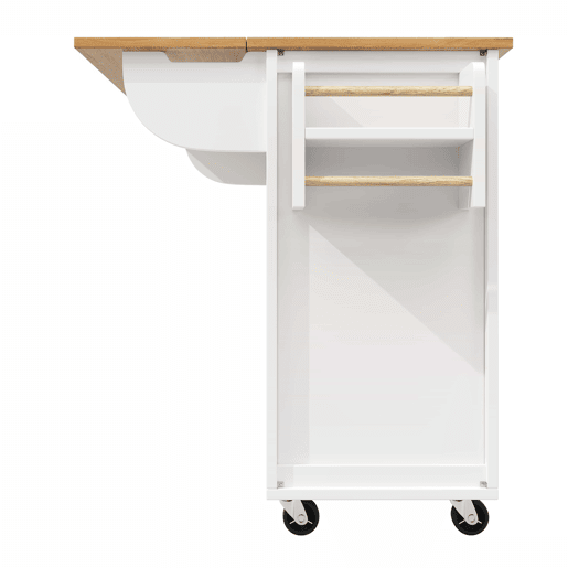 Ilha de cozinha 120x73x92 cm - Buffetschrank, cozinha com bancada dobrável, prateleira para toalhas, prateleira para especiarias, prateleira para vinho e prateleiras ajustáveis - branco