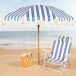 Aktive Sombrilla de playa 8 varillas con flecos Aktive Sombrilla de playa 8 varillas con flecos Azul