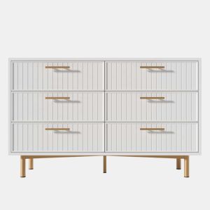 Cômoda 120x40x75 cm - 6 gavetas, design moderno, branco