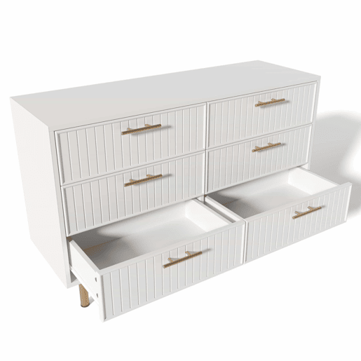 Cômoda 120x40x75 cm - 6 gavetas, design moderno, branco