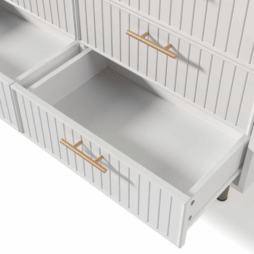 Cômoda 120x40x75 cm - 6 gavetas, design moderno, branco
