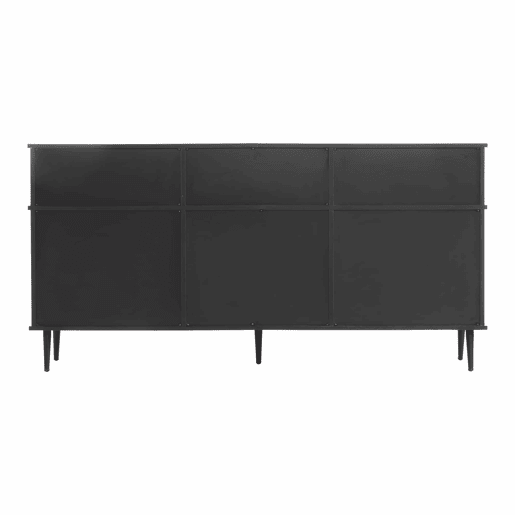 Cômoda 160x40x80 cm - 4 portas de correr, 1 gaveta, combinação de carvalho e preto - Preto+Natural