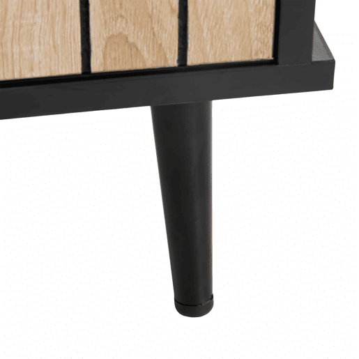Cômoda 160x40x80 cm - 4 portas de correr, 1 gaveta, combinação de carvalho e preto - Preto+Natural