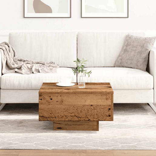 Mesa de Centro, Mesa baixa, Madeira Antiga 55 x 55 x 31 cm