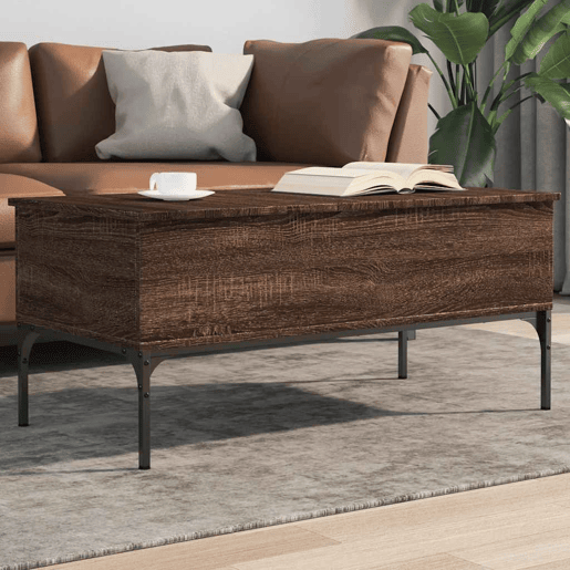 Mesa de Centro, Mesa baixa, 100x50x45cm deriv. madeirametal carvalho castanho