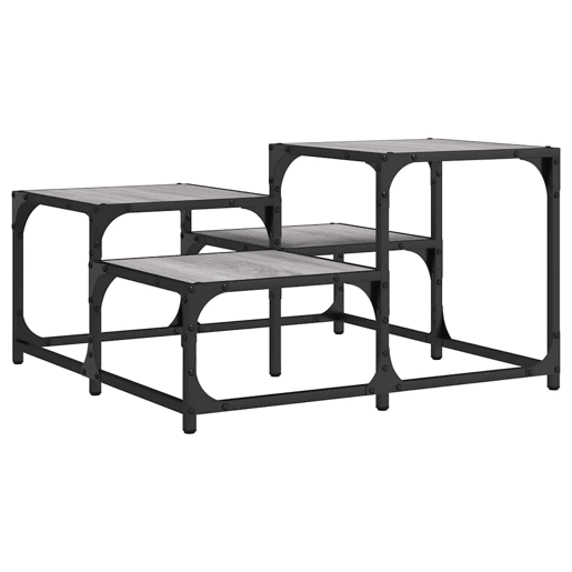 Mesa de Centro, Mesa baixa, 68x68x40 cm derivados de madeira cinzento sonoma