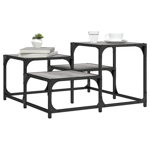 Mesa de Centro, Mesa baixa, 68x68x40 cm derivados de madeira cinzento sonoma