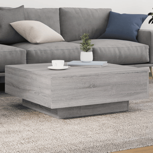 Mesa de Centro, Mesa baixa, 80x80x31 cm contraplacado cinzento sonoma