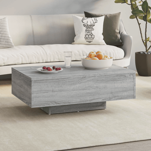Mesa de Centro, Mesa baixa, 85x55x31 cm derivados de madeira cinzento sonoma