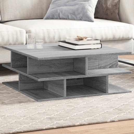 Mesa de Centro, Mesa baixa, 70x70x29 cm derivados de madeira cinzento sonoma