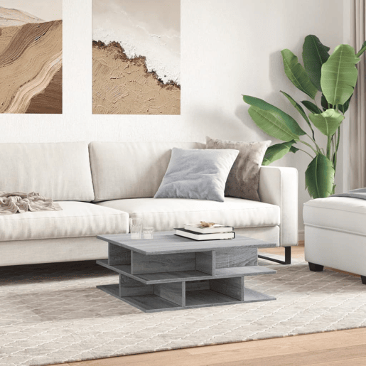 Mesa de Centro, Mesa baixa, 70x70x29 cm derivados de madeira cinzento sonoma