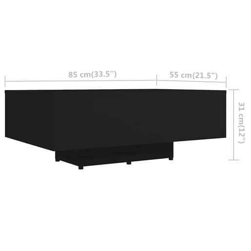 Mesa de Centro, Mesa baixa, 85x55x31 cm derivados de madeira preto