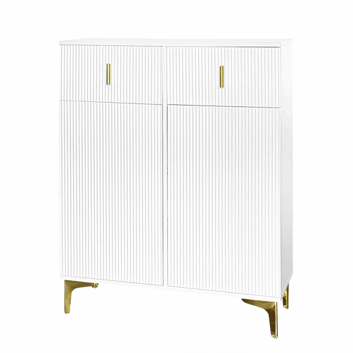 Aparador moderno - 2 portas com prateleiras reguláveis e 2 gavetas - Branco