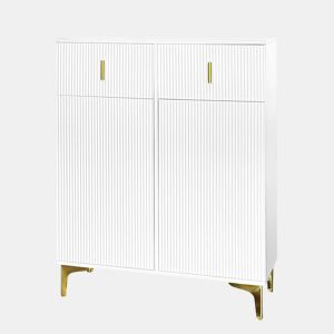Aparador moderno - 2 portas com prateleiras reguláveis e 2 gavetas - Branco