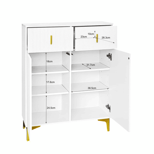 Aparador moderno - 2 portas com prateleiras reguláveis e 2 gavetas - Branco