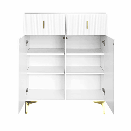 Aparador moderno - 2 portas com prateleiras reguláveis e 2 gavetas - Branco