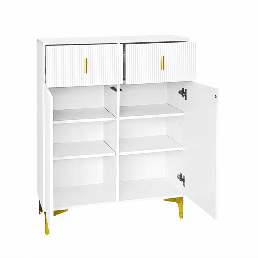 Aparador moderno - 2 portas com prateleiras reguláveis e 2 gavetas - Branco