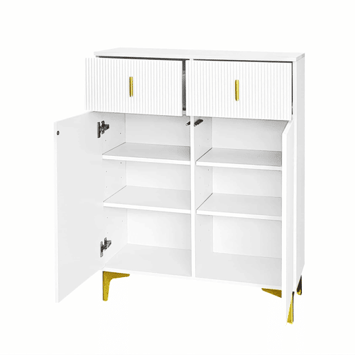 Aparador moderno - 2 portas com prateleiras reguláveis e 2 gavetas - Branco