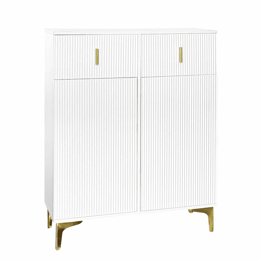 Aparador moderno - 2 portas com prateleiras reguláveis e 2 gavetas - Branco