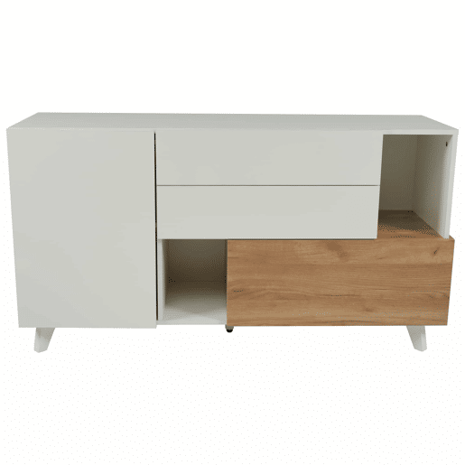 Aparador moderno 150 cm - Aparador com arrumação - Branco brilhante
