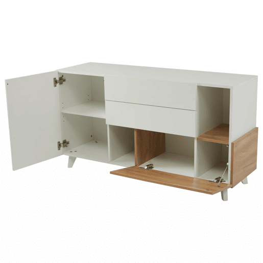 Aparador moderno 150 cm - Aparador com arrumação - Branco brilhante