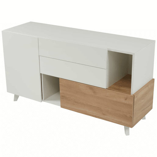Aparador moderno 150 cm - Aparador com arrumação - Branco brilhante