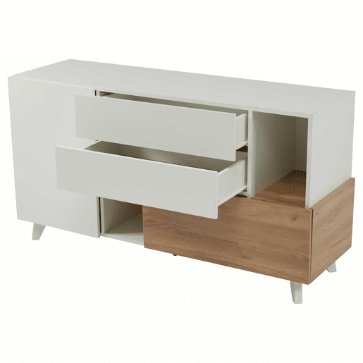 Aparador moderno 150 cm - Aparador com arrumação - Branco brilhante
