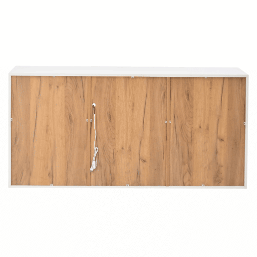 Aparador baixo com LED - 3 portas e 6 compartimentos - Natural e Preto