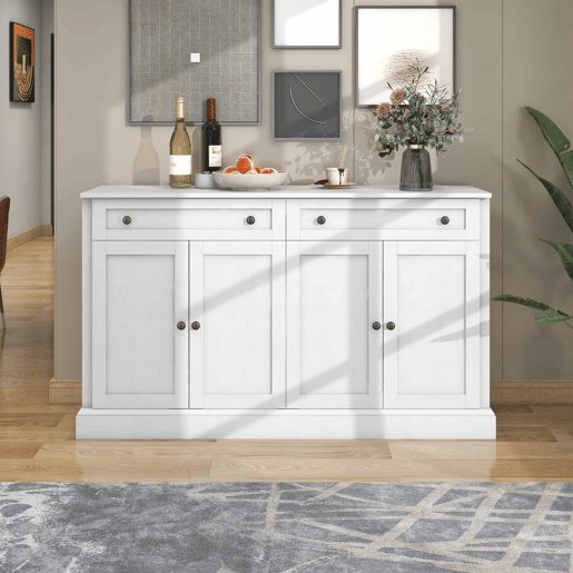 Aparador com 4 portas e 2 gavetas - madeira - altura 86 cm - branco