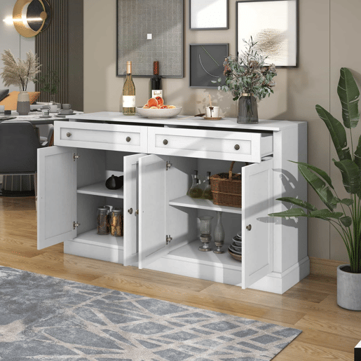 Aparador com 4 portas e 2 gavetas - madeira - altura 86 cm - branco