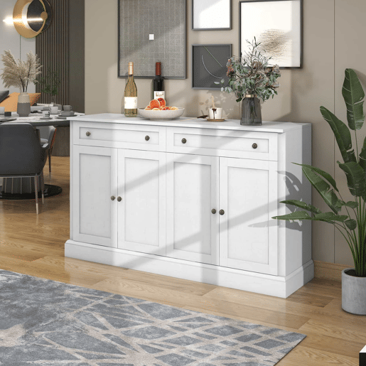 Aparador com 4 portas e 2 gavetas - madeira - altura 86 cm - branco