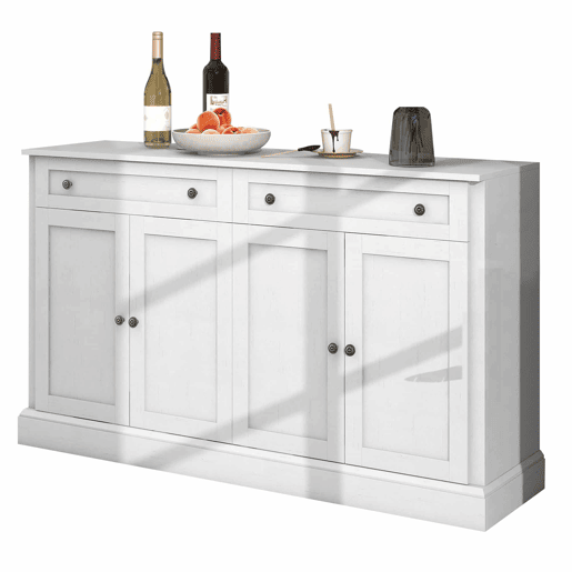 Aparador com 4 portas e 2 gavetas - madeira - altura 86 cm - branco