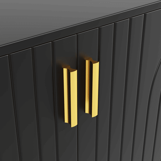 Aparador moderno - 4 portas com padrão ondulado - em MDF - Preto