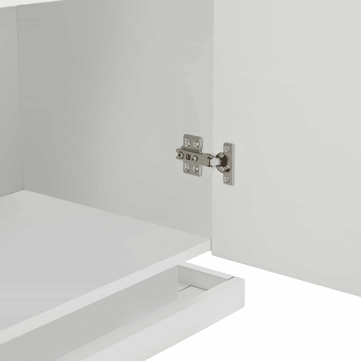 Móvel de sala 140x40x84 cm - Cômoda moderna com 4 compartimentos, iluminação LED, portas de vidro temperado - Branco