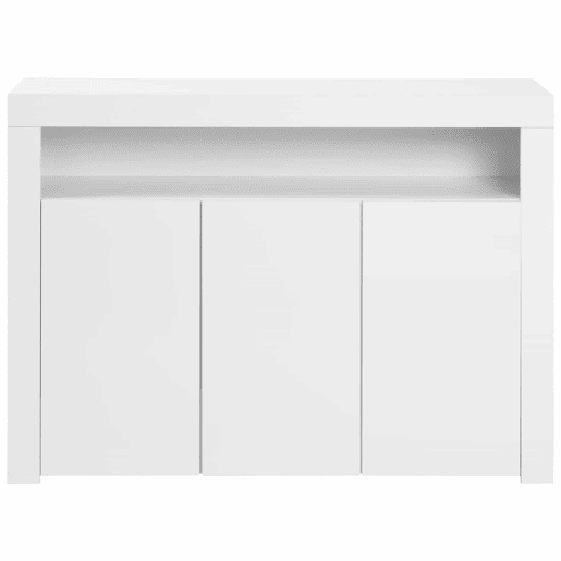 Aparador LED com 3 portas - Vitrina moderna com comando remoto - Branco