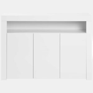 Aparador LED com 3 portas - Vitrina moderna com comando remoto - Branco