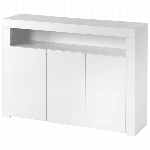 Aparador LED com 3 portas - Vitrina moderna com comando remoto - Branco