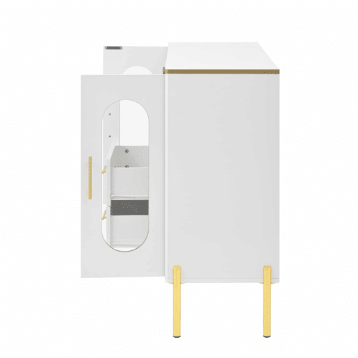 Aparador 150x40x75 cm - Frentes em vidro e vinoteca - Branco