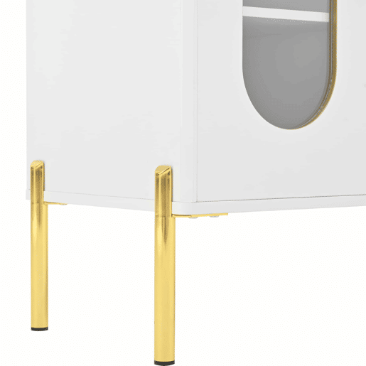 Aparador 150x40x75 cm - Frentes em vidro e vinoteca - Branco