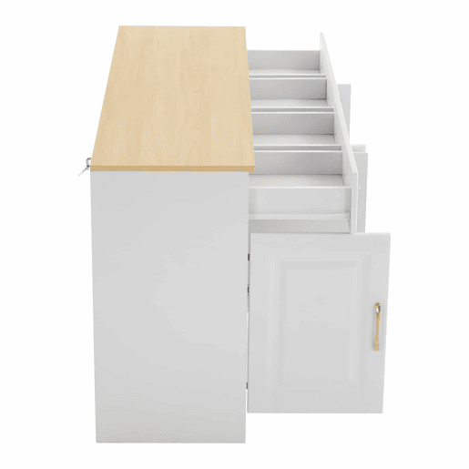 Aparador 140 cm - Com 4 gavetas e 4 portas tipo celeiro, estilo rústico moderno - Branco madeira Aparador 140 cm - Com 4 gavetas e 4 portas tipo celeiro, estilo rústico moderno - Branco madeira